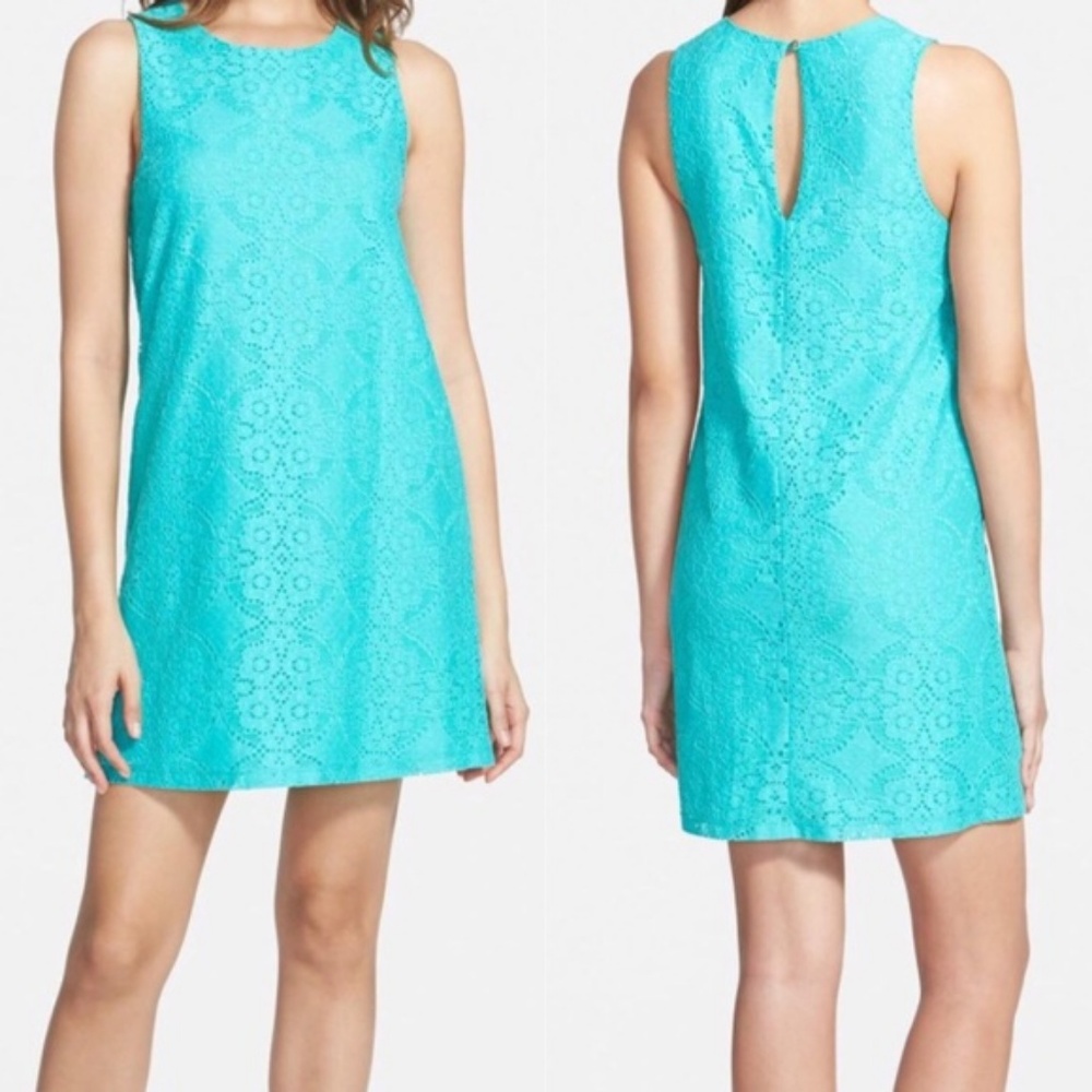 Everly Teal Lace Sheath Dress Small